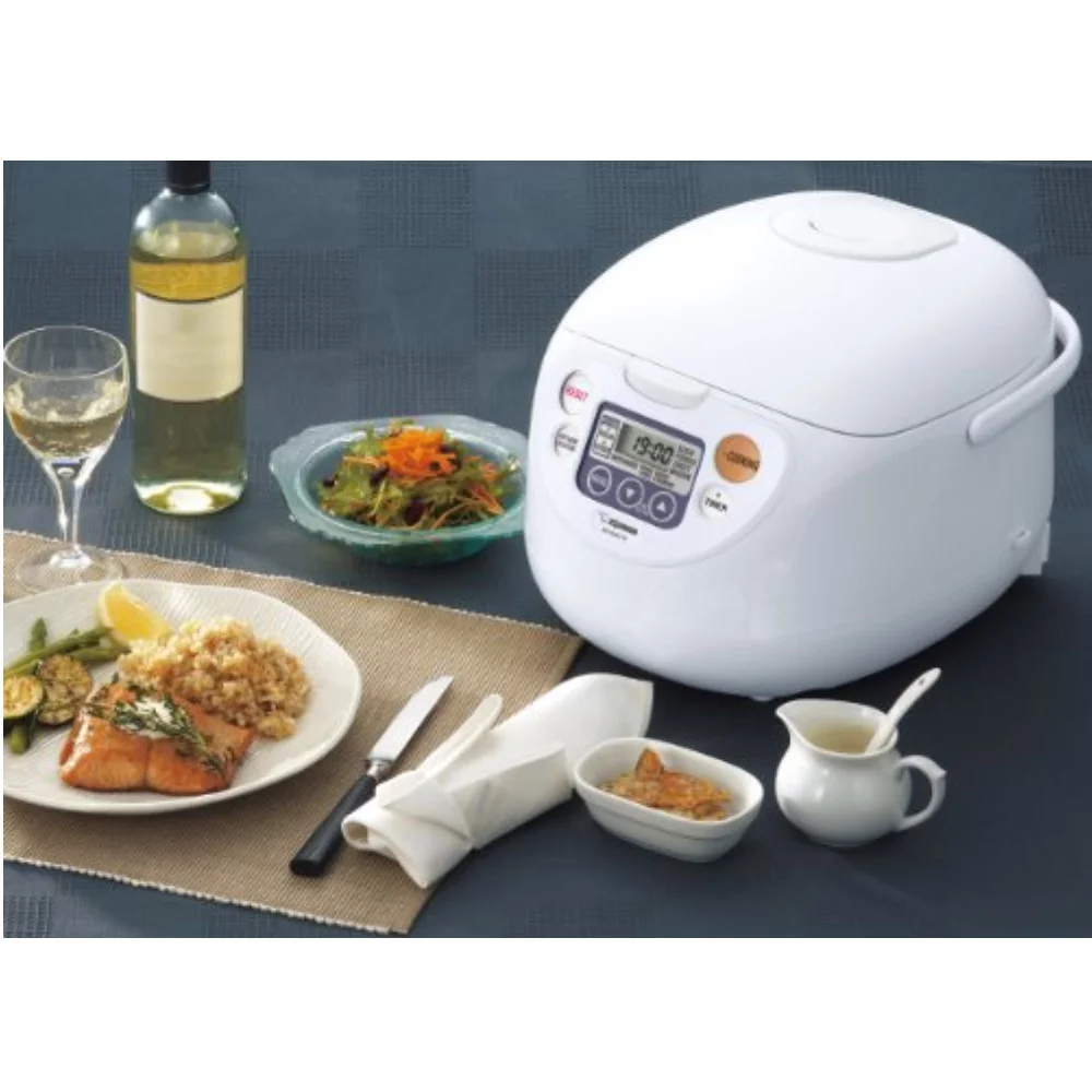 Zojirushi Micom Rice Cooker and Warmer (10-Cup / Cool White) with Bamboo Stir Spatula and Mitt