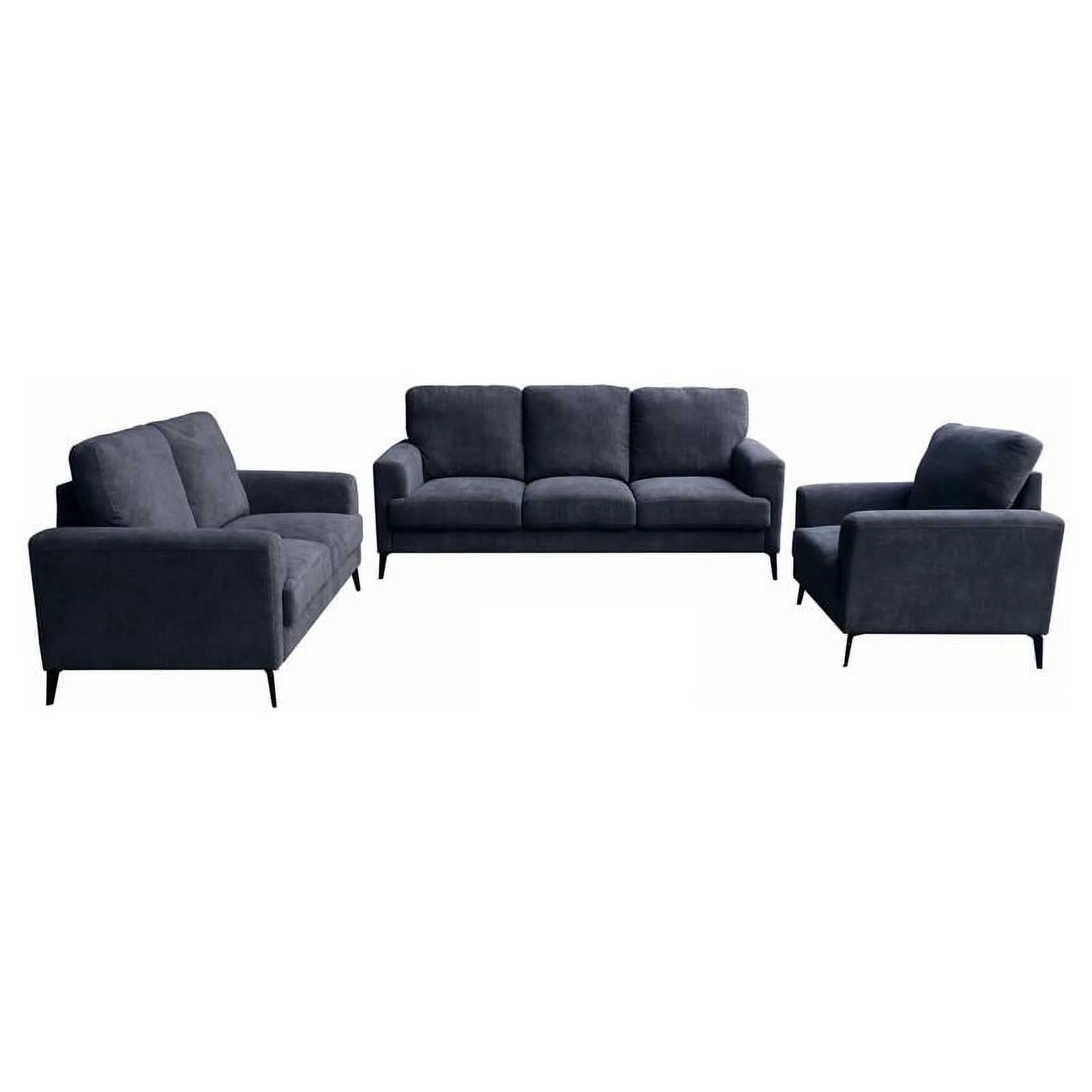 Jackson Black Chenille Sofa Loveseat Chair Living Room Set