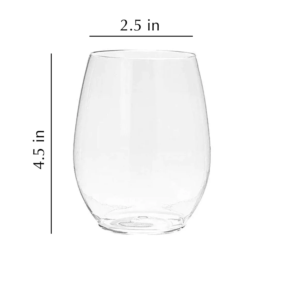 VeZee Disposable Plastic Stemless Clear Wine Goblet 16 Oz Pack of 6