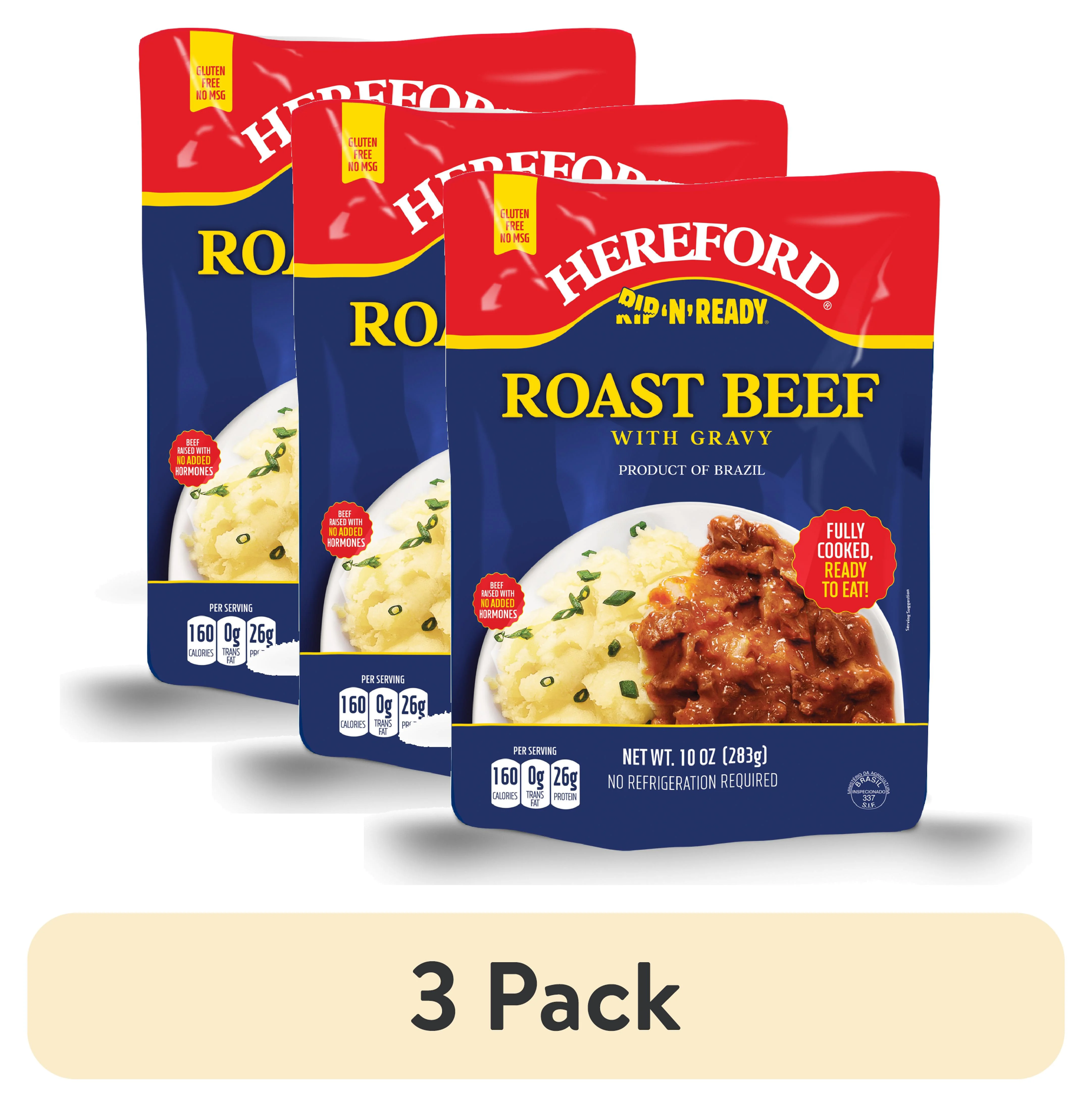 Hereford Fully Cooked Roast Beef with Gravy, Shelf Stable Pouch, 10 oz