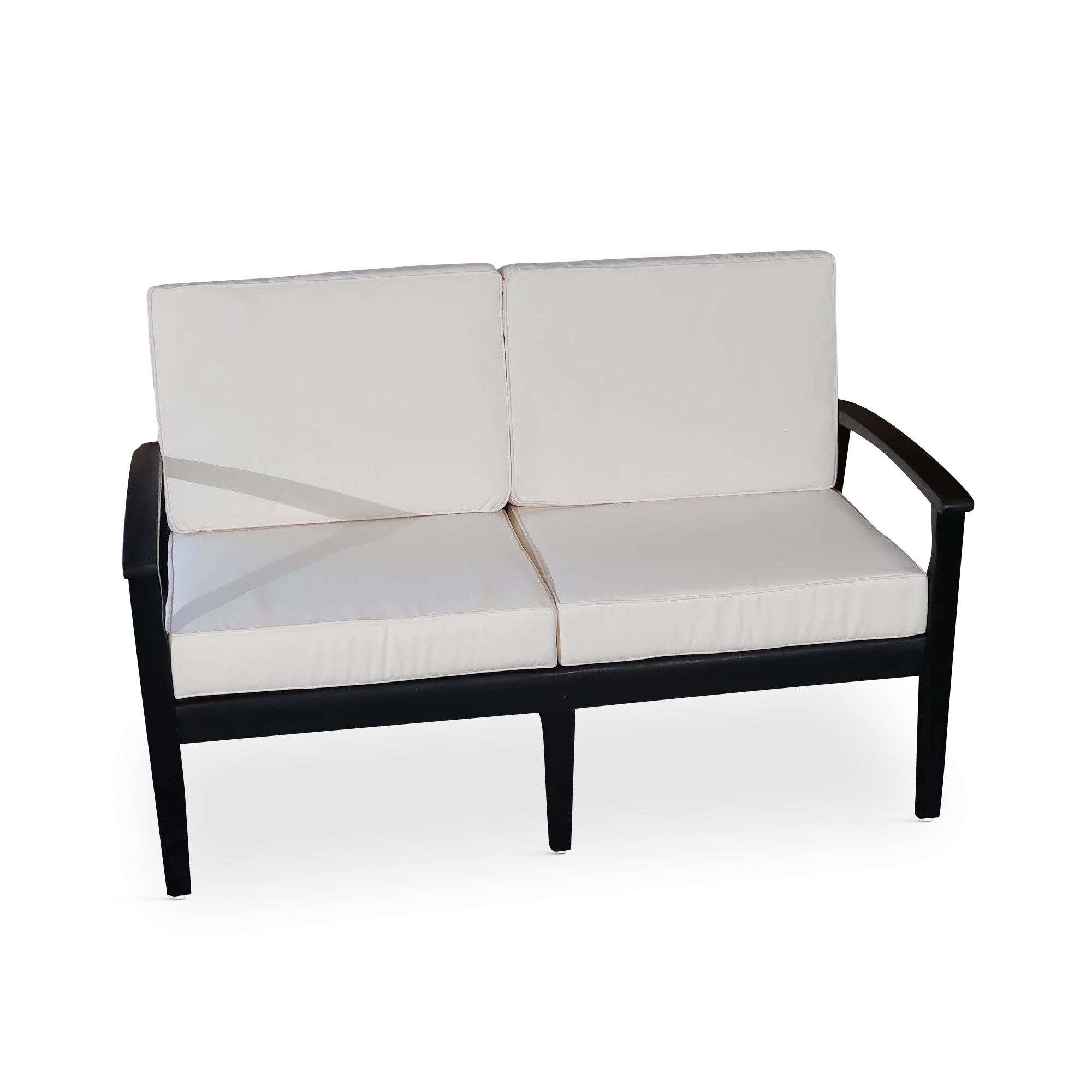 Eucalyptus Loveseat with Cushions, Espresso Finish, Cream Cushions