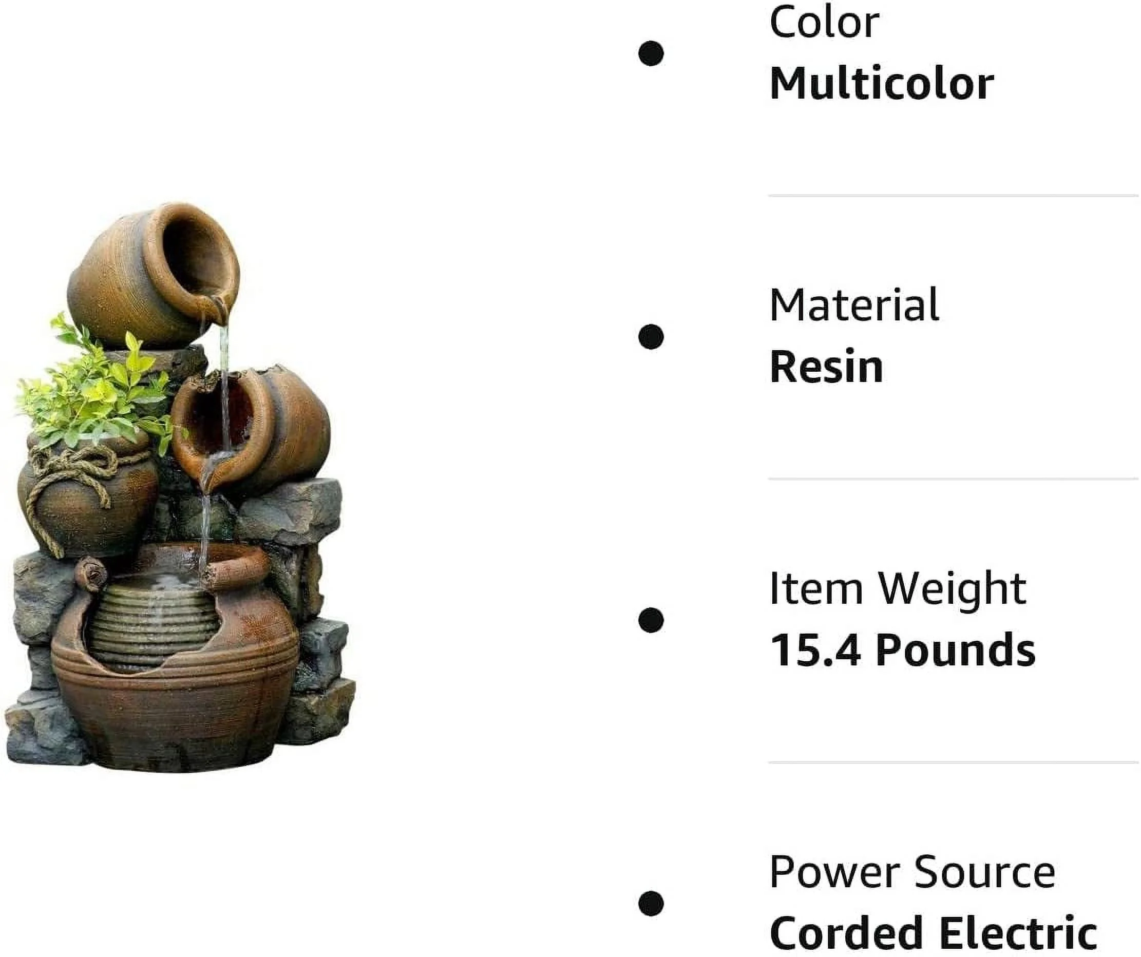 Jeco Multi Pots Outdoor Water Fountain with Flower Pot