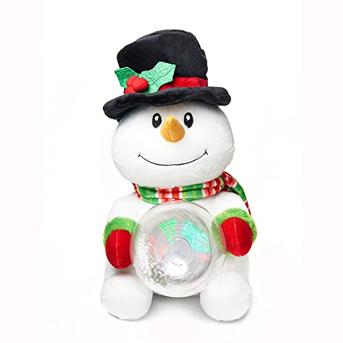 Cuddle Barn - Snowglobe Stormy | Animated Christmas Snowman with LED Light Stuffed Animal Plush Toy, Bops Around to Frosty The Snowman, 12 Inches