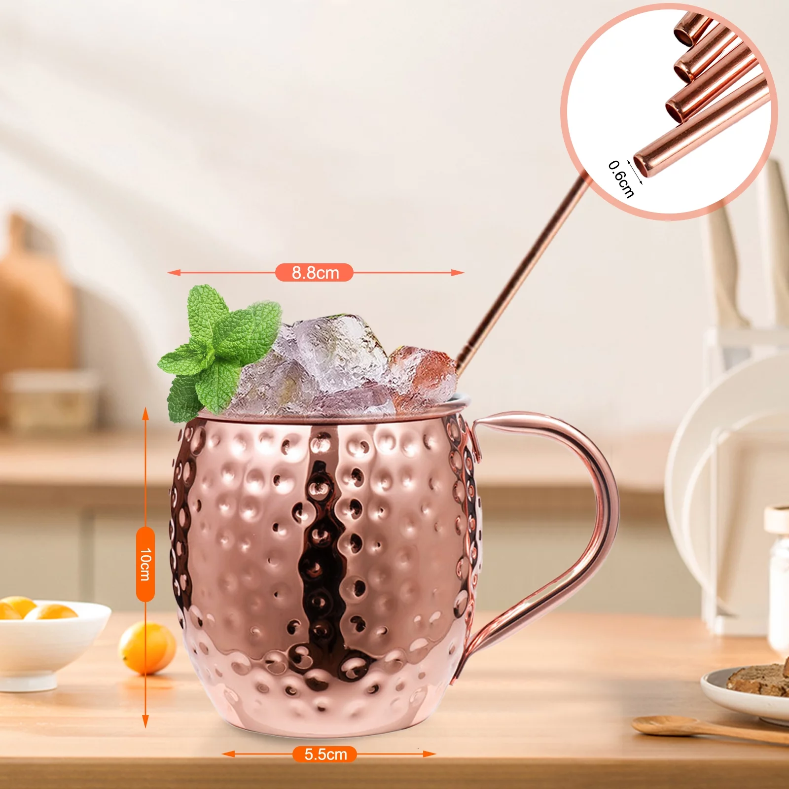 GoolRC Straw Cup,Steel Cup With Stainless Steel Cup Cocktail Copper Bar Set Of 4 Pure Copper 18- Moscow Copper Set Copper 18- Stainless With 4 Cocktail 4 Cocktail Copper Cup With 4 Mewmewcat Set.