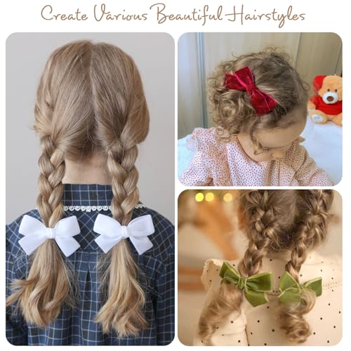 Ayesha Velvet Hair Clips and Barrettes for Toddlers - 20pcs Christmas Hair Accessories with Hair Bows