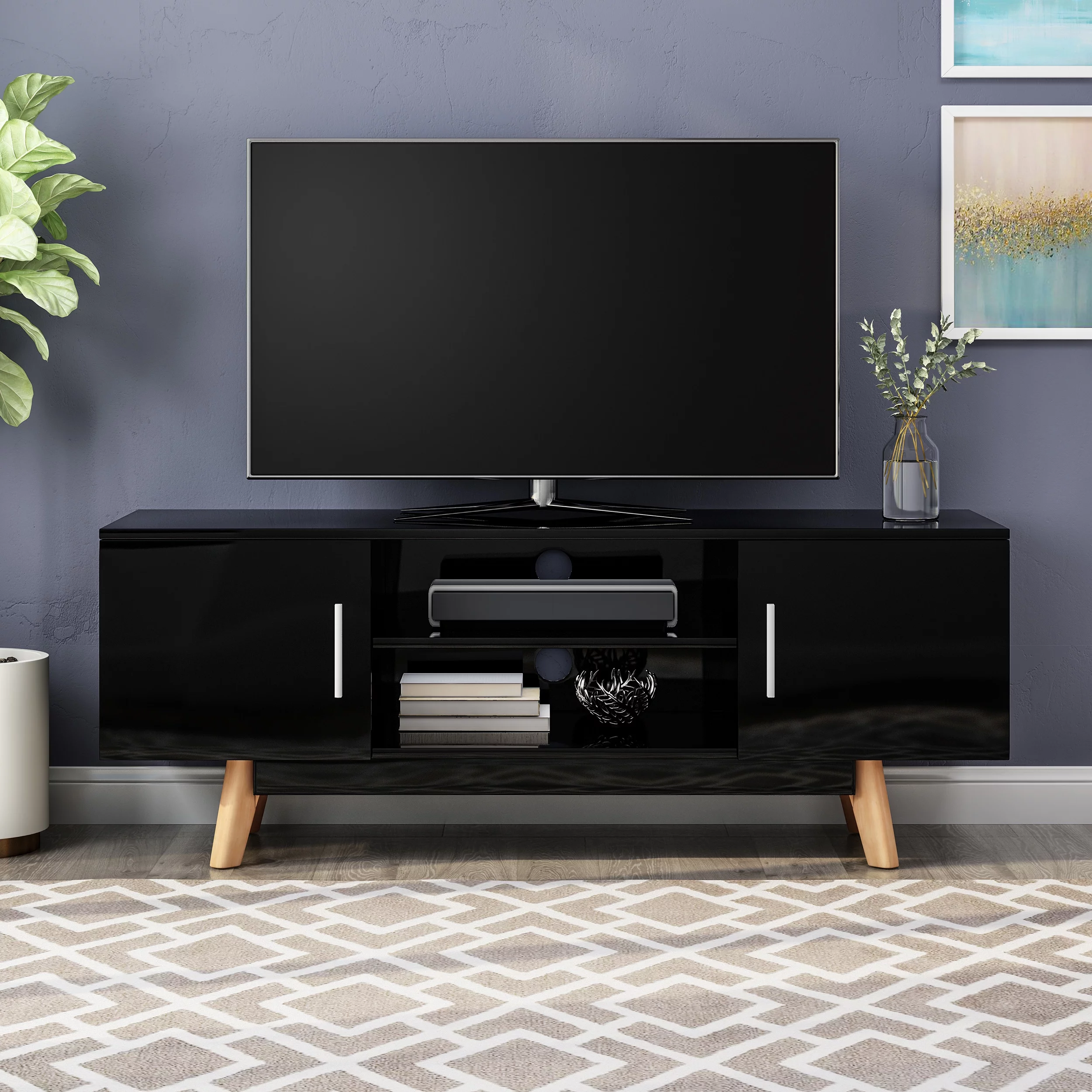 Noble House Quinton Modern Faux Wood TV Stand for TVs up to 50