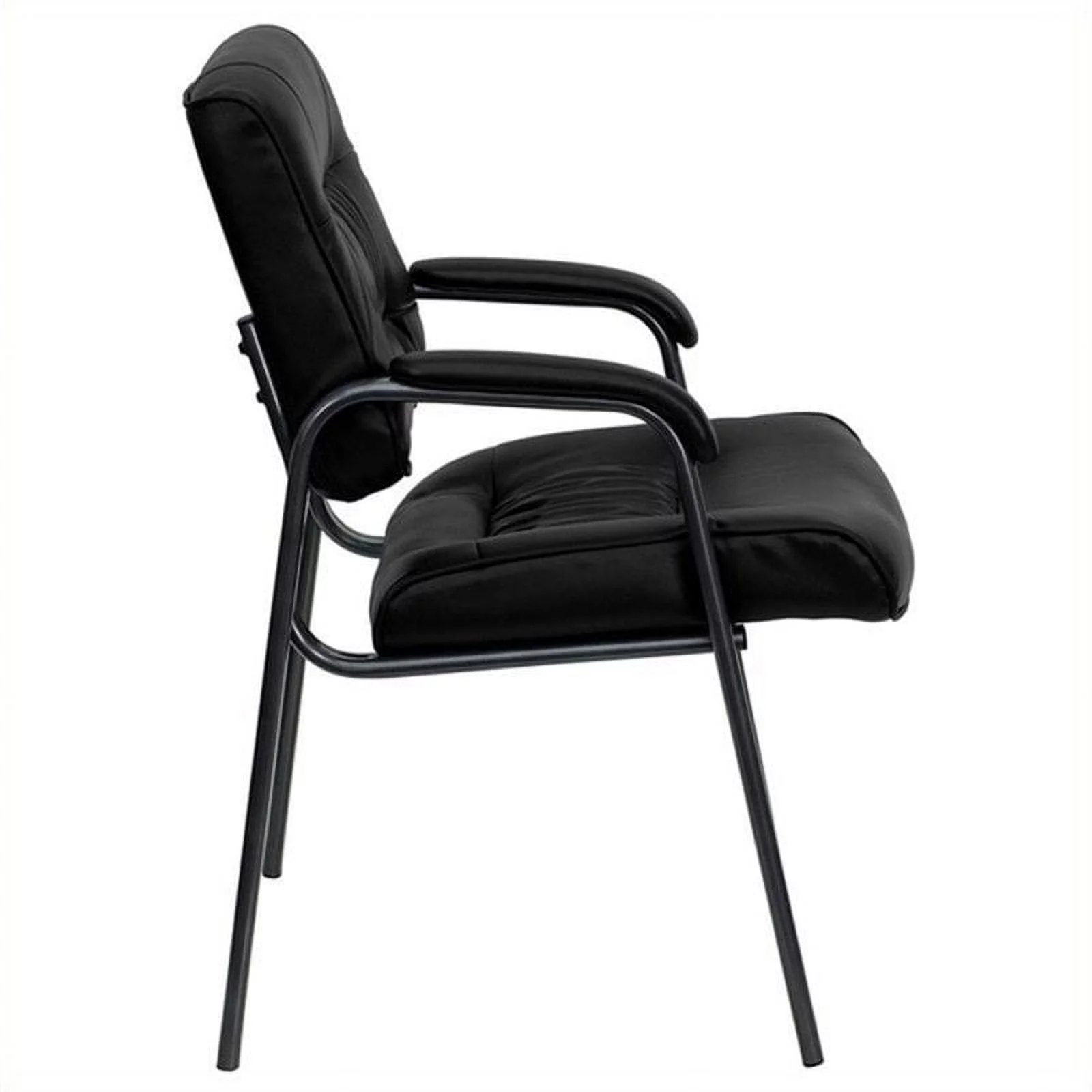 Scranton & Co Leather Guest Chair with Titanium Frame in Black