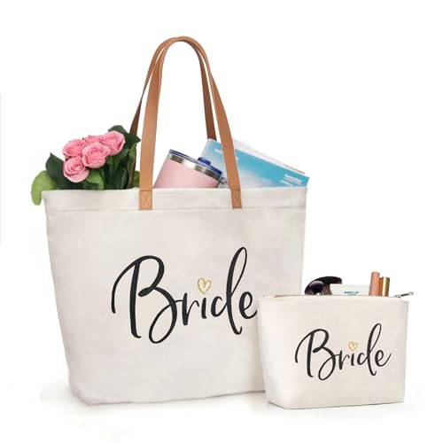 ELEGANTPARK Mrs Gifts Future Mrs. 2025 Bag Wedding Gifts for Bride Bridal Shower Bachelorette Party Honeymoon Travel Large Shoulder Bags Canvas Totes with Zipper Set of 2