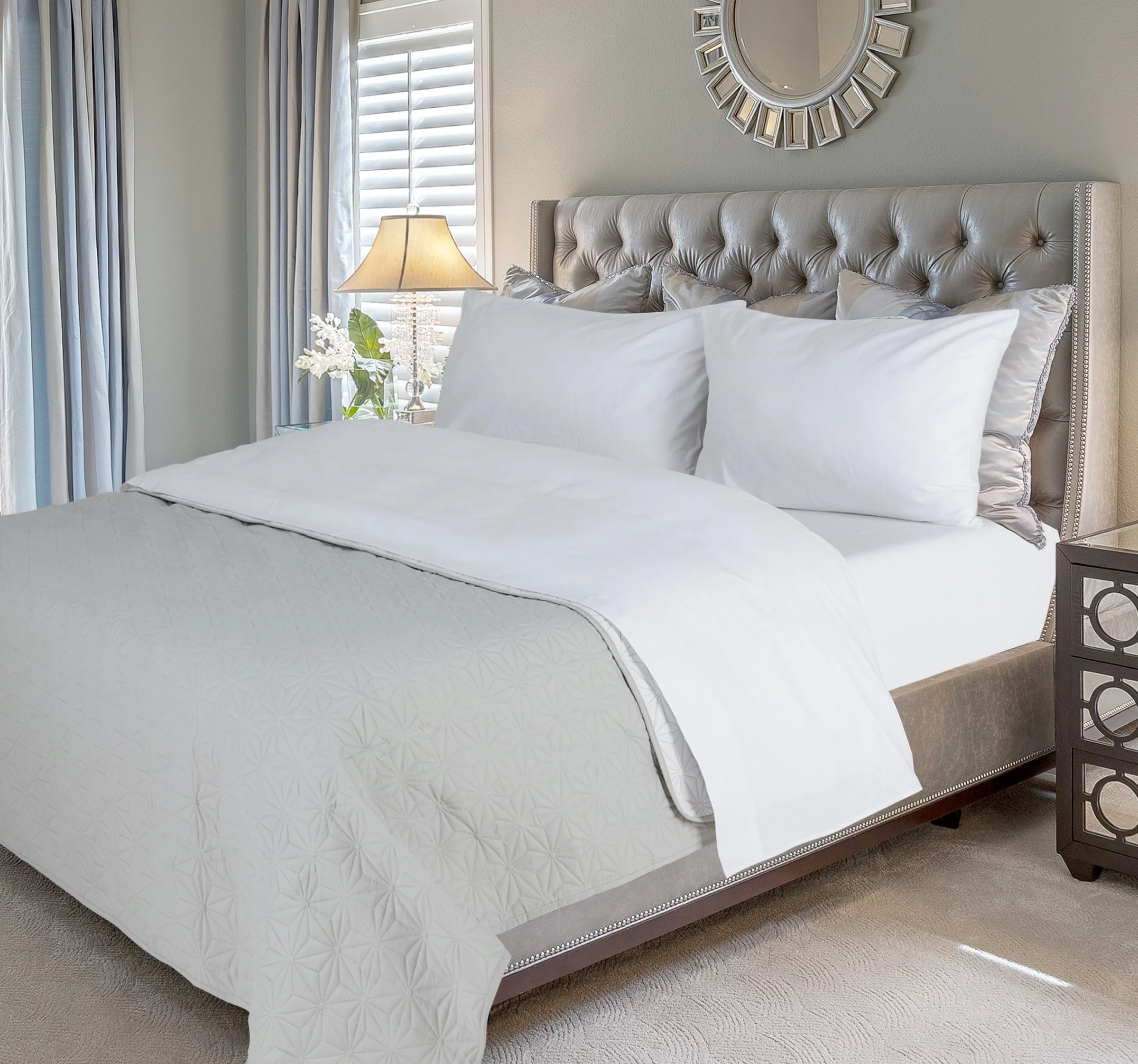 Casa Platino 4 Piece Flannel Bed Sheet Set 100% Cotton Deep Pocket Bedding Sheets, Queen Size, White