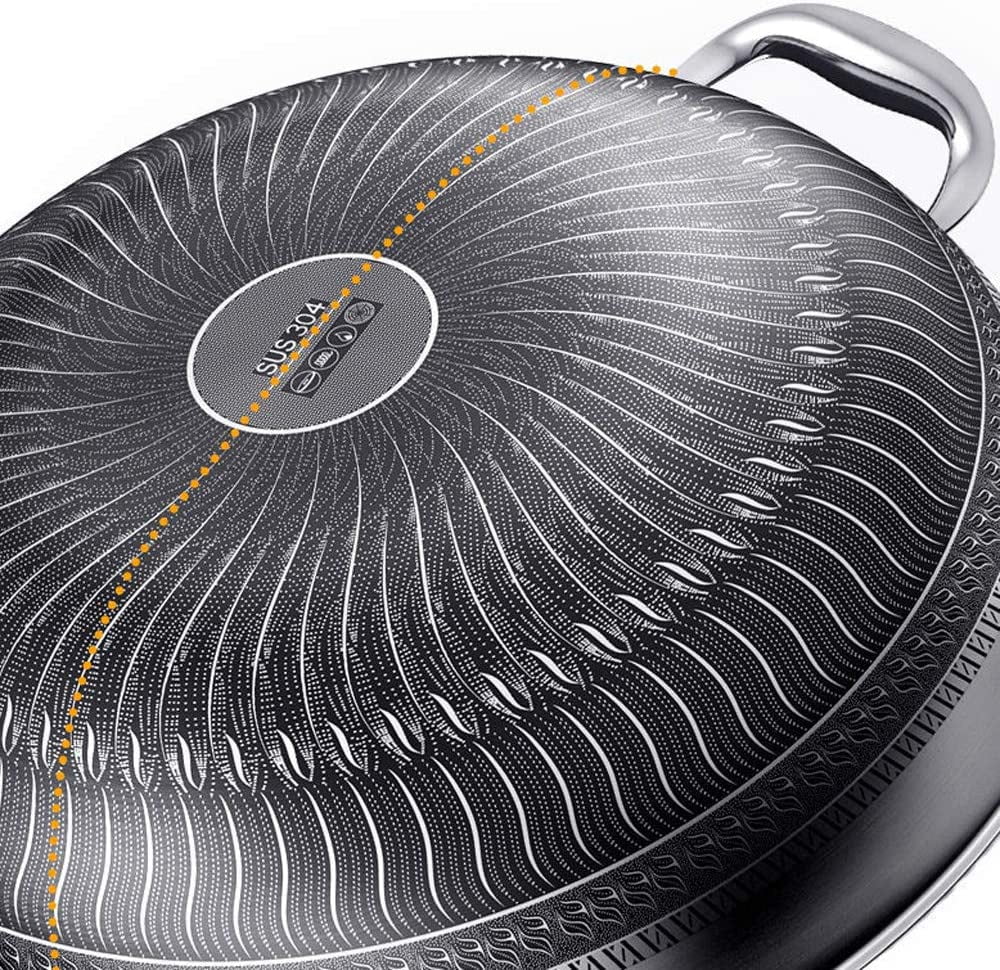 MIDUO Stainless Steel Non Stick Double Sided Honeycomb Cooking Frying Pan w/ Glass Lid