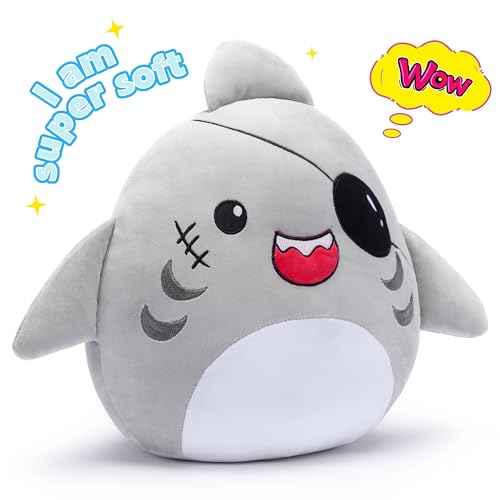 Large Shark Plush Pillow Stuffed Animal Toy,Big Size Cute Soft 14" Fat Kawaii Hugging Pillows Cuddle Huggable Plushie,Gift for Children