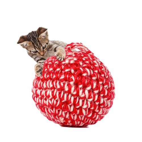 JAYU PET Red Cat Ball [W/O Bell Version] - Handmade Silvervine Cat Toy with Catnip, Interactive Matatabi Ball for Indoor Cats & Kittens, Feline Play Toy & Gift (2.7 inch)