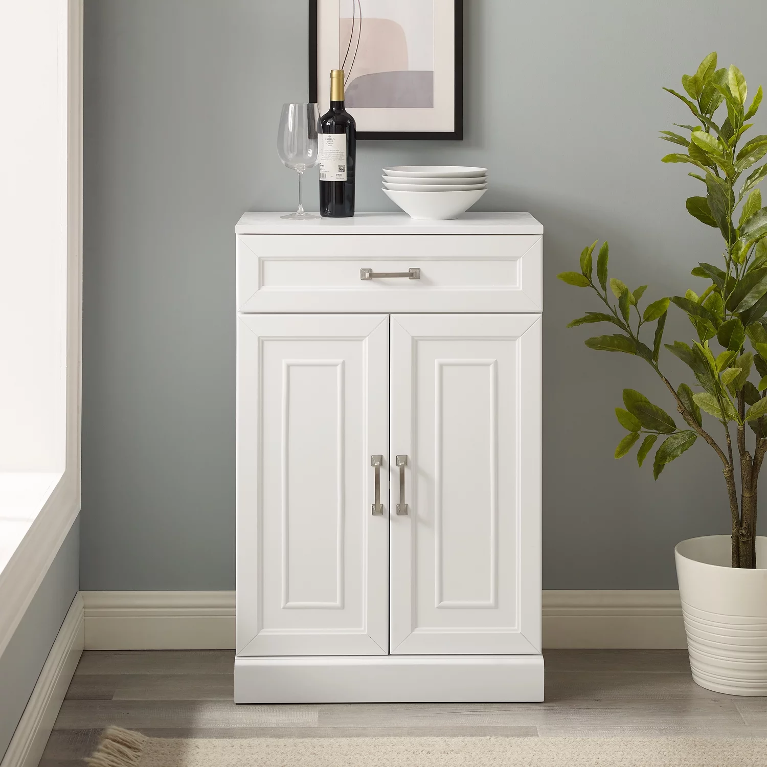 Crosley Furniture Stanton Traditional Wood Storage Cabinet in White