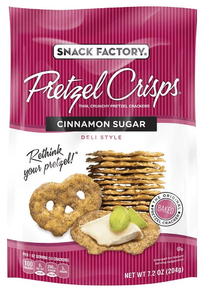 Snack Factory Pretzel Crisps, Cinnamon Sugar (Pack of 3)