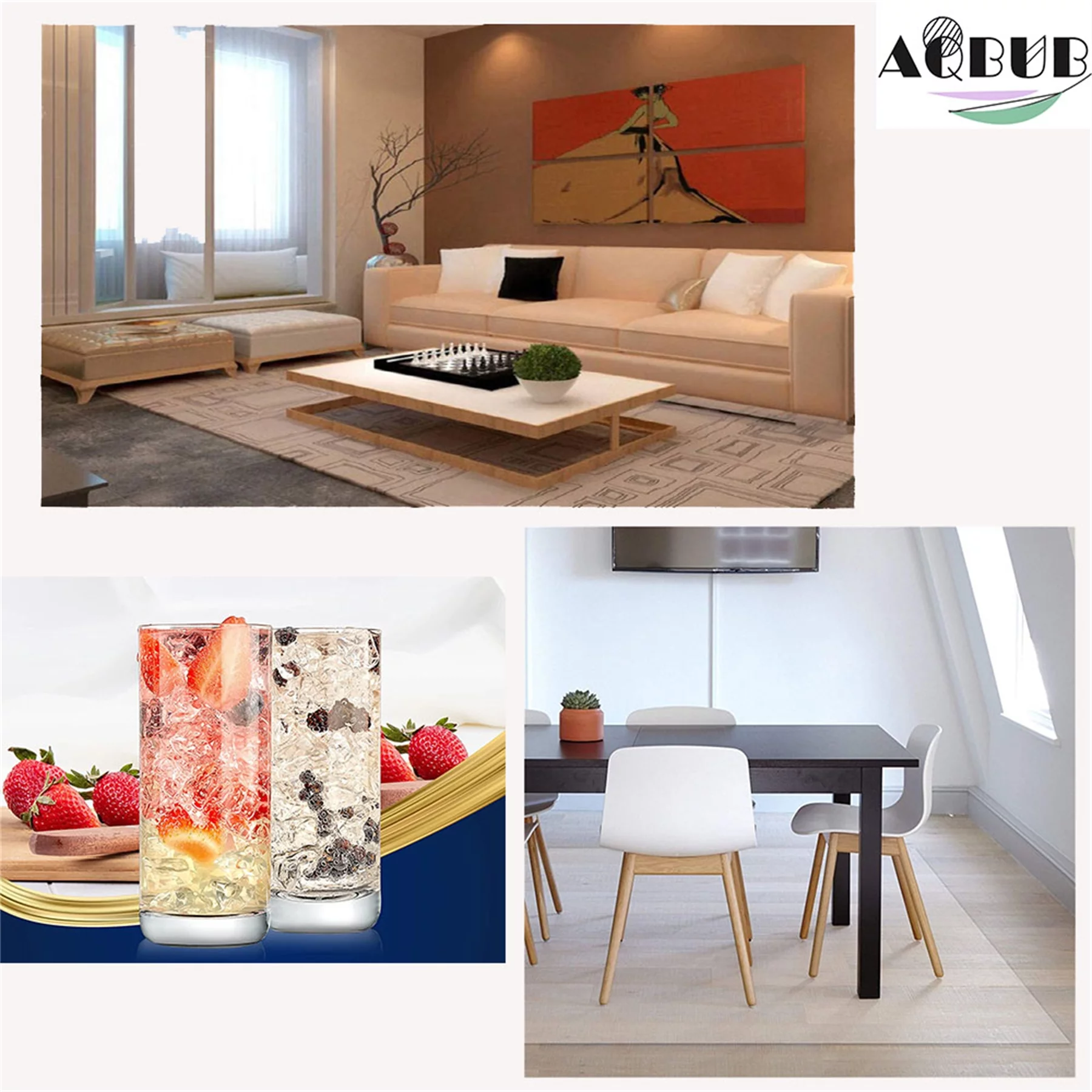 Kitchen 2 sets of heavy-duty bases and high cups for holding water, wine, beer, cocktail, whisky, juice, bar, mixed drinks, one size, transparent