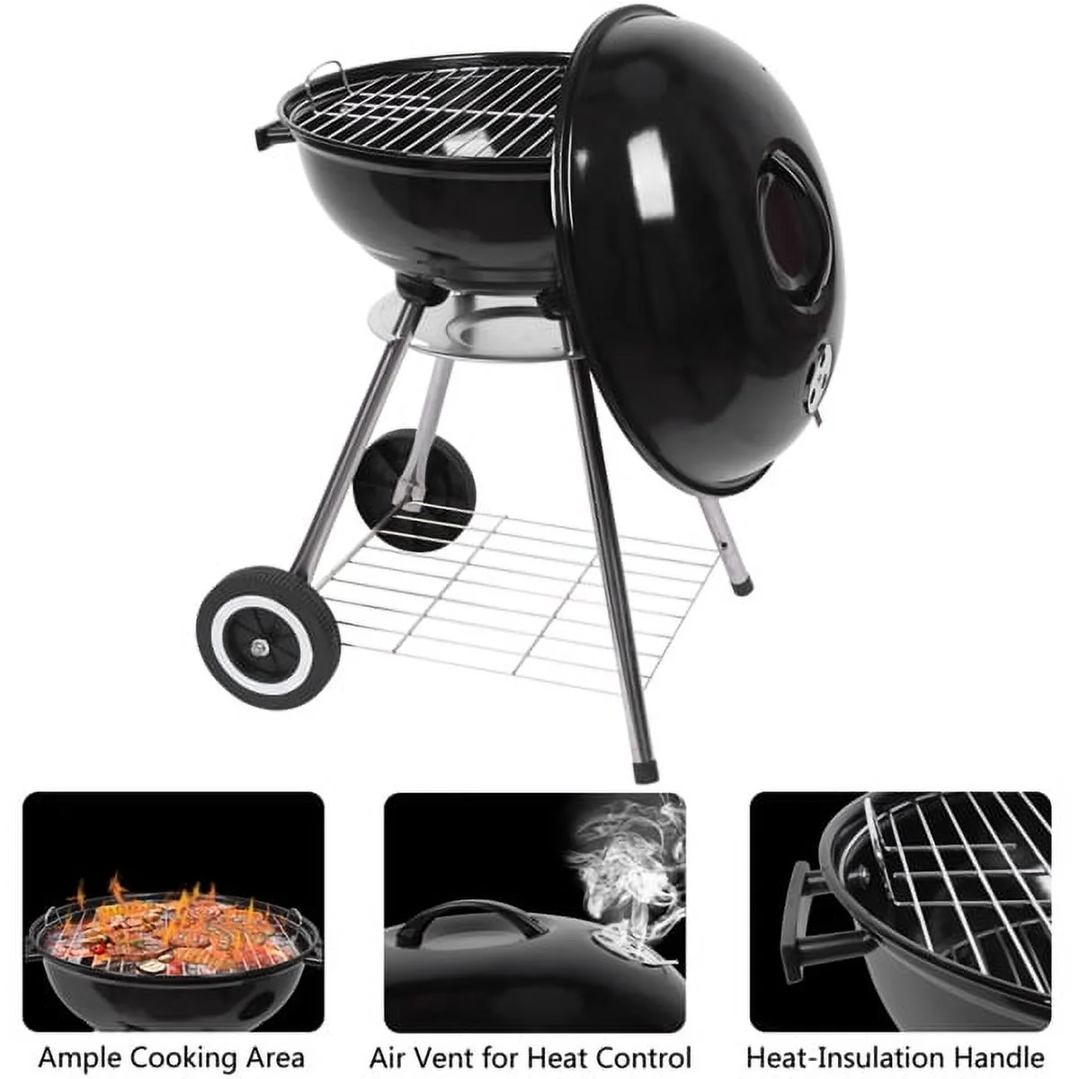 Charcoal Grill 18” Original Kettle Round Barbecue Grill for Outdoor Picnic Backyard Camping