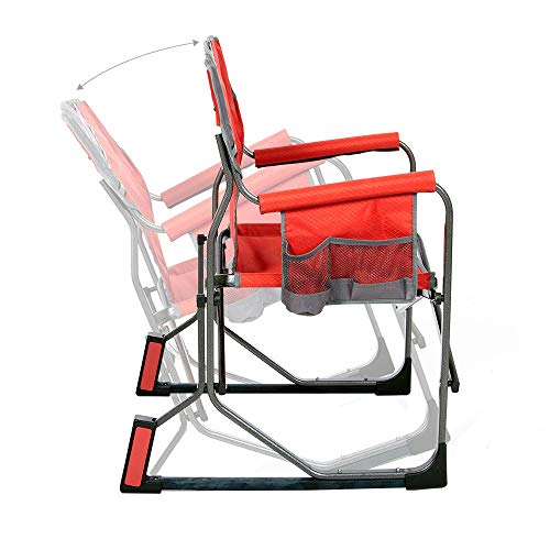 MacSports C2163A-100 MacRocker Foldable Outdoor Rocking Chair | Collapsible Folding Rocker Springless Rust-Free Anti-Tip Guard for Camping Fishing Backyard | Weight Capacity up to 225 lbs - Red