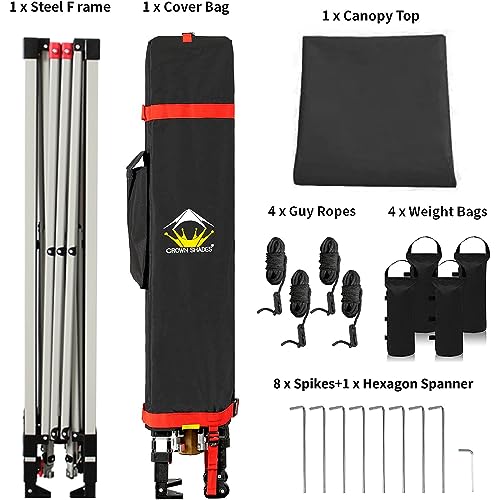 CROWN SHADES 10x10 Pop Up Canopy - Beach Tent with One Push Setup - Easy Outdoor Sun Shade for Events, Parties, Camping - Gazebo with STO-N-Go Cover Bag, Silver Coated Top, White