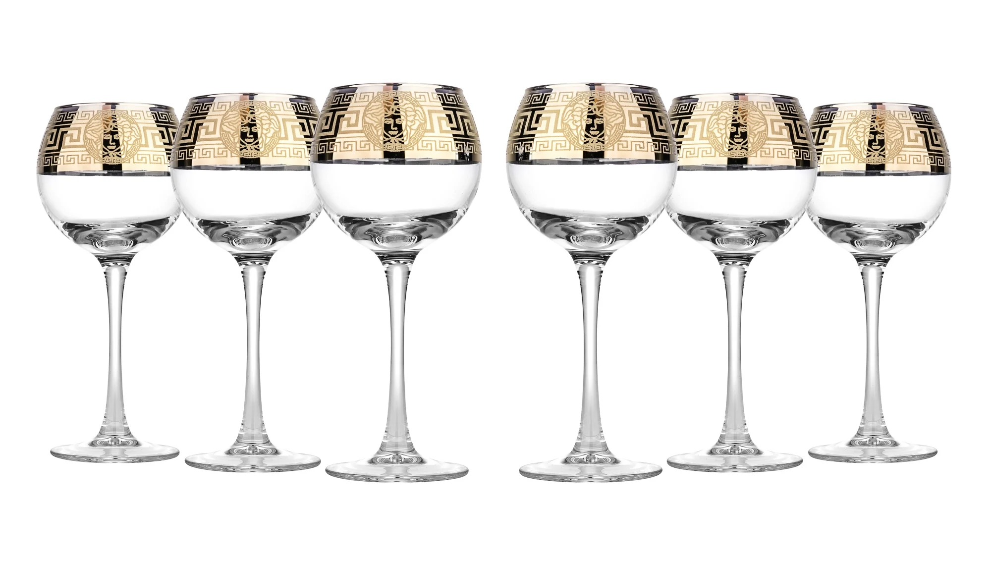 Glasstar 10oz/280ml Wine Glasses, Red Wine Glasses With Golden Accent, Beautiful 