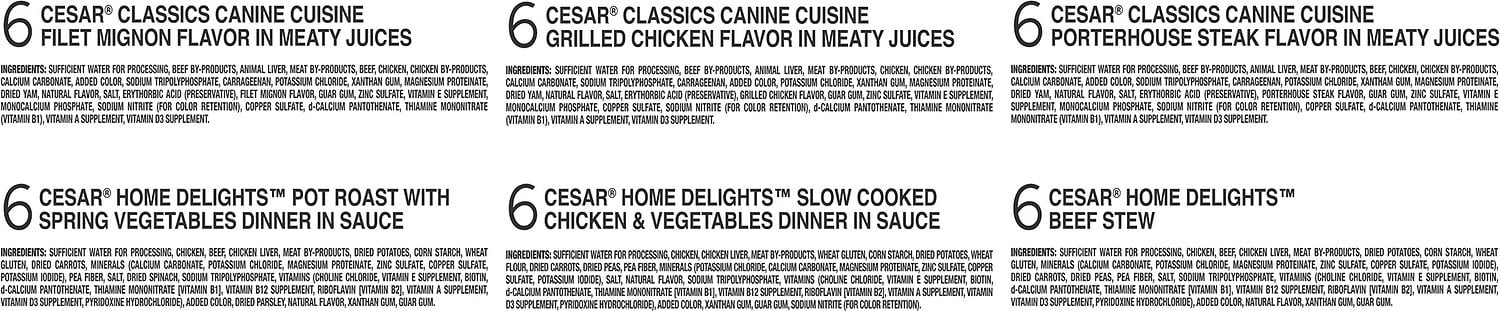 Cesar Home Delights Wet Dog Food, Variety Pack, 3.5 Oz, 40 Ct