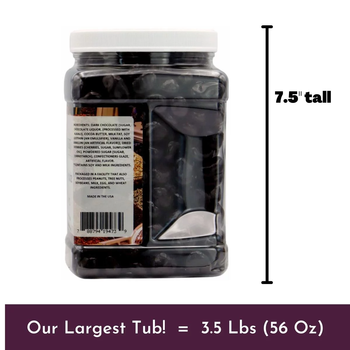 WinCrest Dark Chocolate Covered Cherries - 3.5 Lb Tub