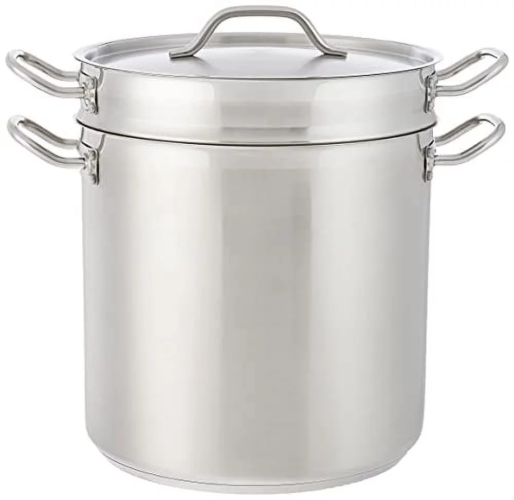 Winware by Winco Stainless Double Boiler With Cover 20 Quart