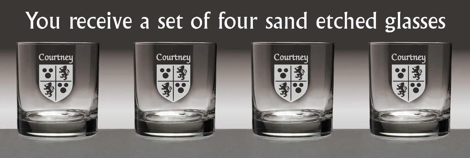 Courtney Irish Coat of Arms Tumbler Glasses - Set of 4 (Sand Etched)