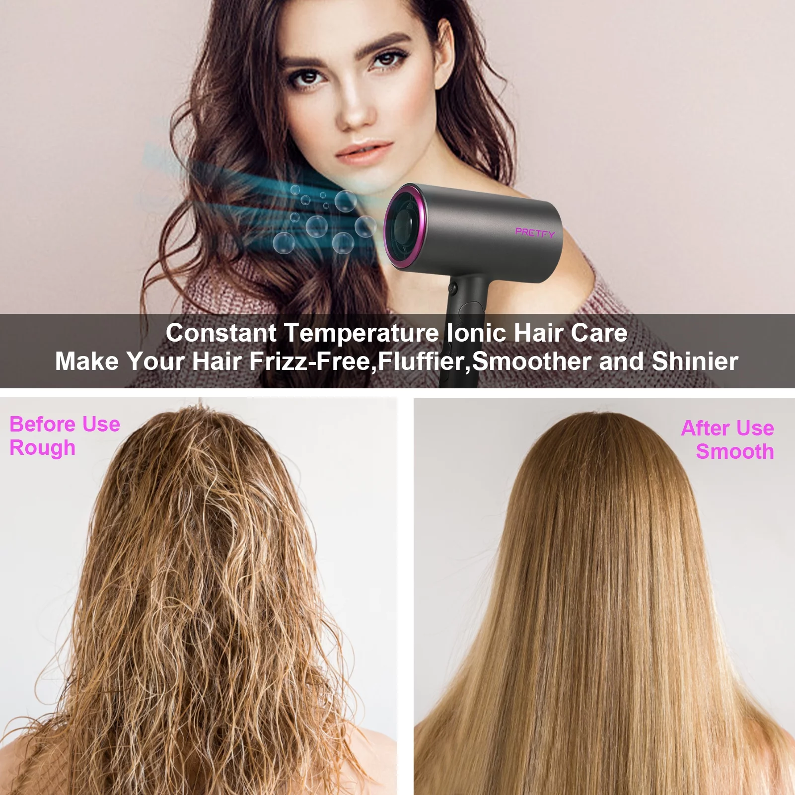 Hair Dryer 1800W Professional Ionic Hairdryer for Hair Care Powerful Hot/Cool Wind Blow Dryer