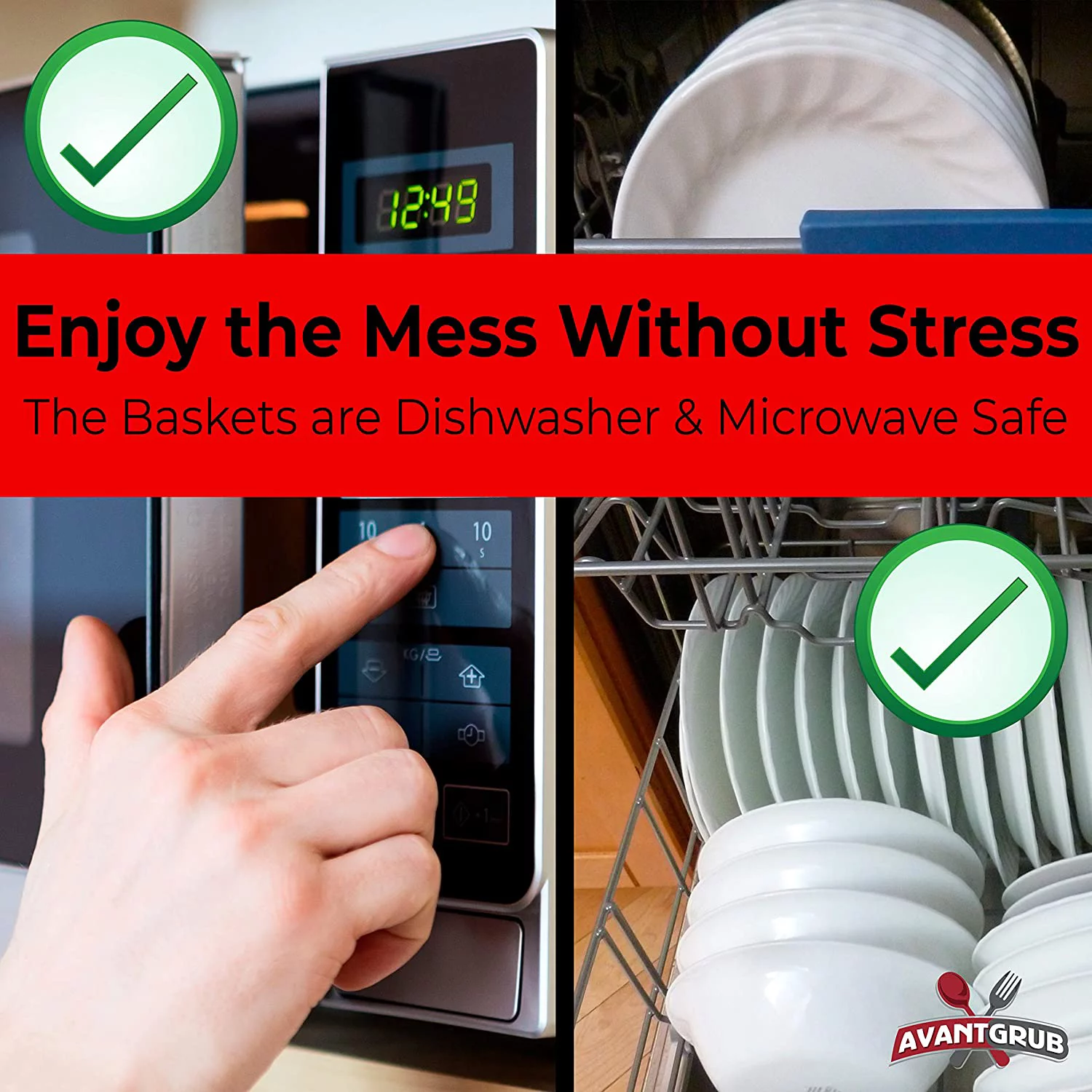 Avant Grub Red Fast Food Basket (12-Ct) with Black Checkered Deli Paper (120-Ct)