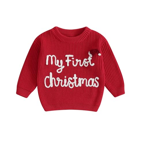 Newborn Baby Girl Boy Christmas Knit Sweater My First Christmas Tree Embroidery Winter Sweatshirt Outfit Fall Clothes