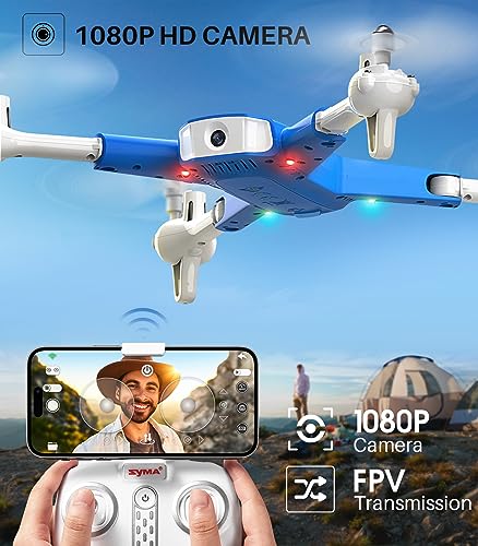 SYMA Drone with Camera 1080P HD FPV Cameras Remote Control Toys RC Quadcopter Helicopter Gifts for Boys Girls Adults Beginners with Altitude Hold, Headless Mode, One Key Start, 3D Flips 2 Batteries