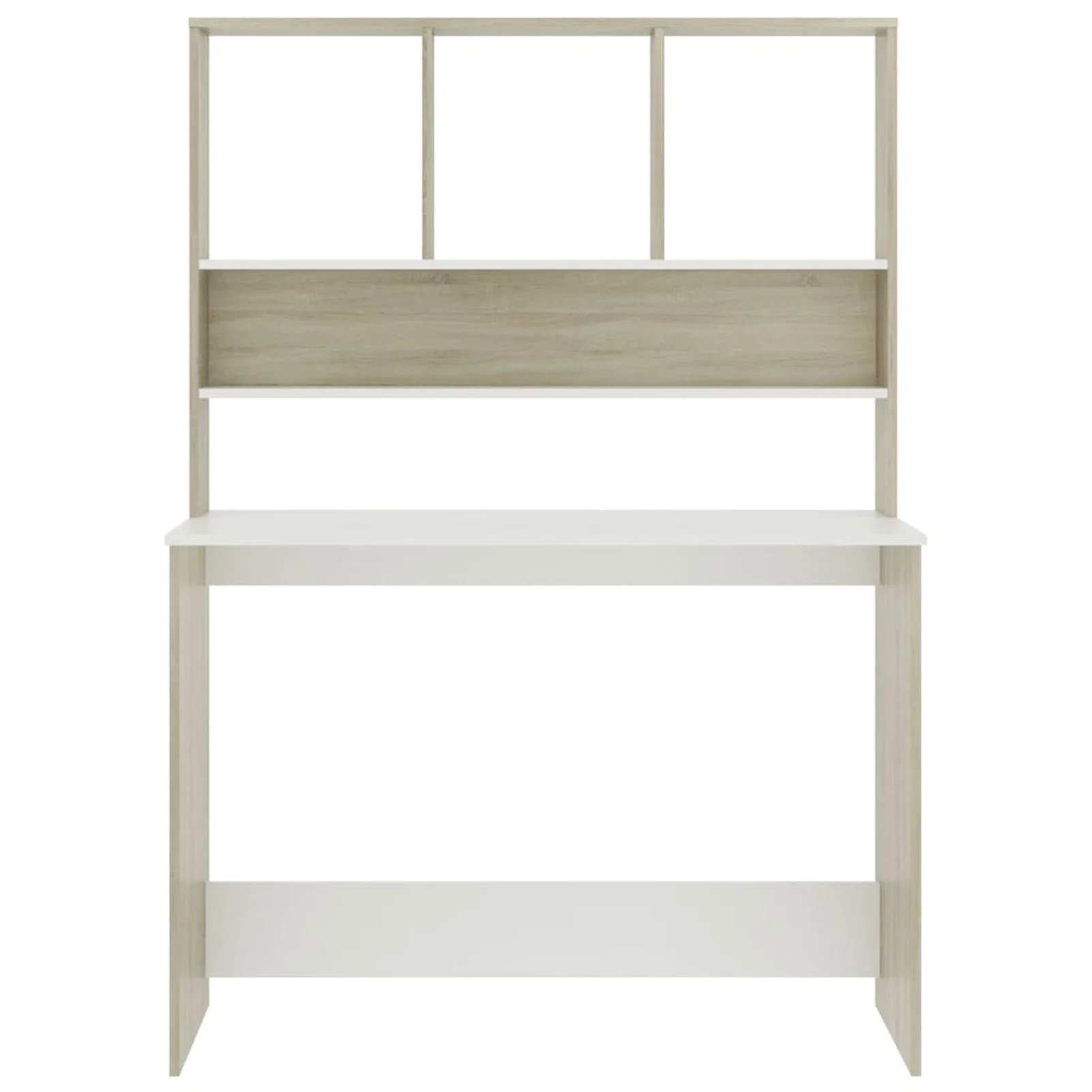 Carevas Desk with Shelves White and Sonoma Oak 43.3
