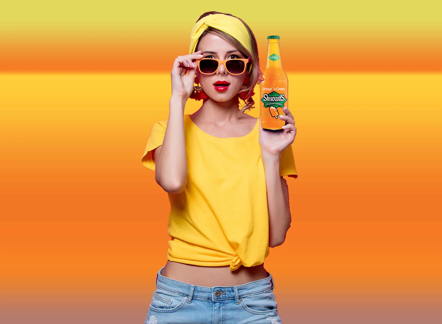 Stewart's Orange & Cream Soda, 12 fl oz (12 Glass Bottles), All Natural Juice Family Pack