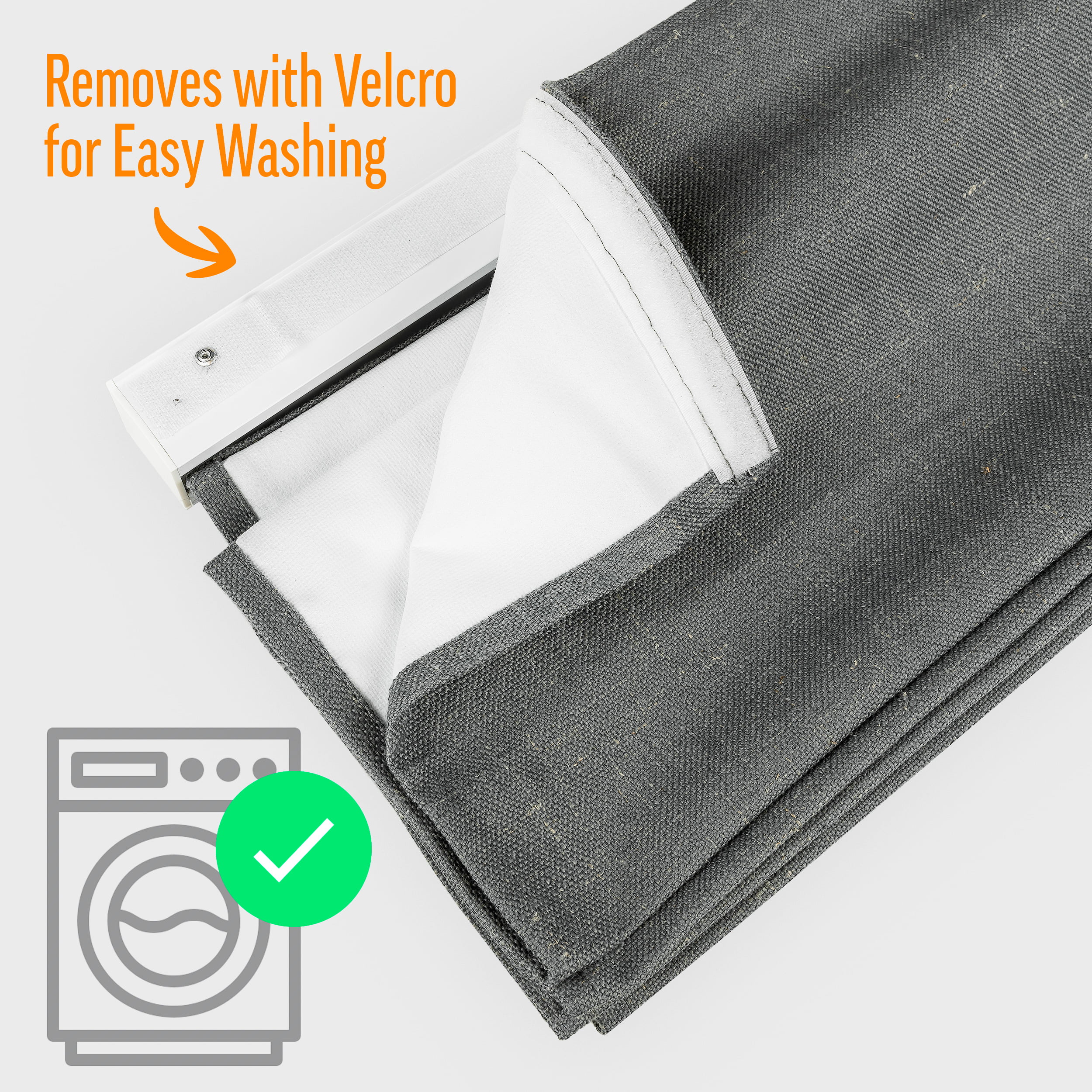 Biltek Gray Roman Shades Total Blackout Window Blinds Inside/Outside Mount Thermal Washable Fabric  23