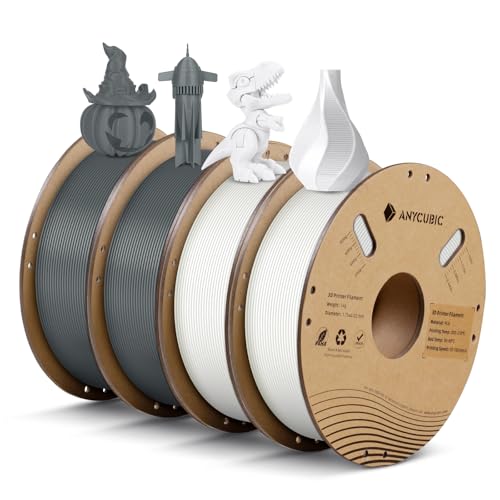 ANYCUBIC PLA Filament 1.75mm Bundle, 3D Printing PLA Filament 1.75mm Dimensional Accuracy +/- 0.02mm, 1KG Spool (2.2 lbs), 2KG Grey+Grey