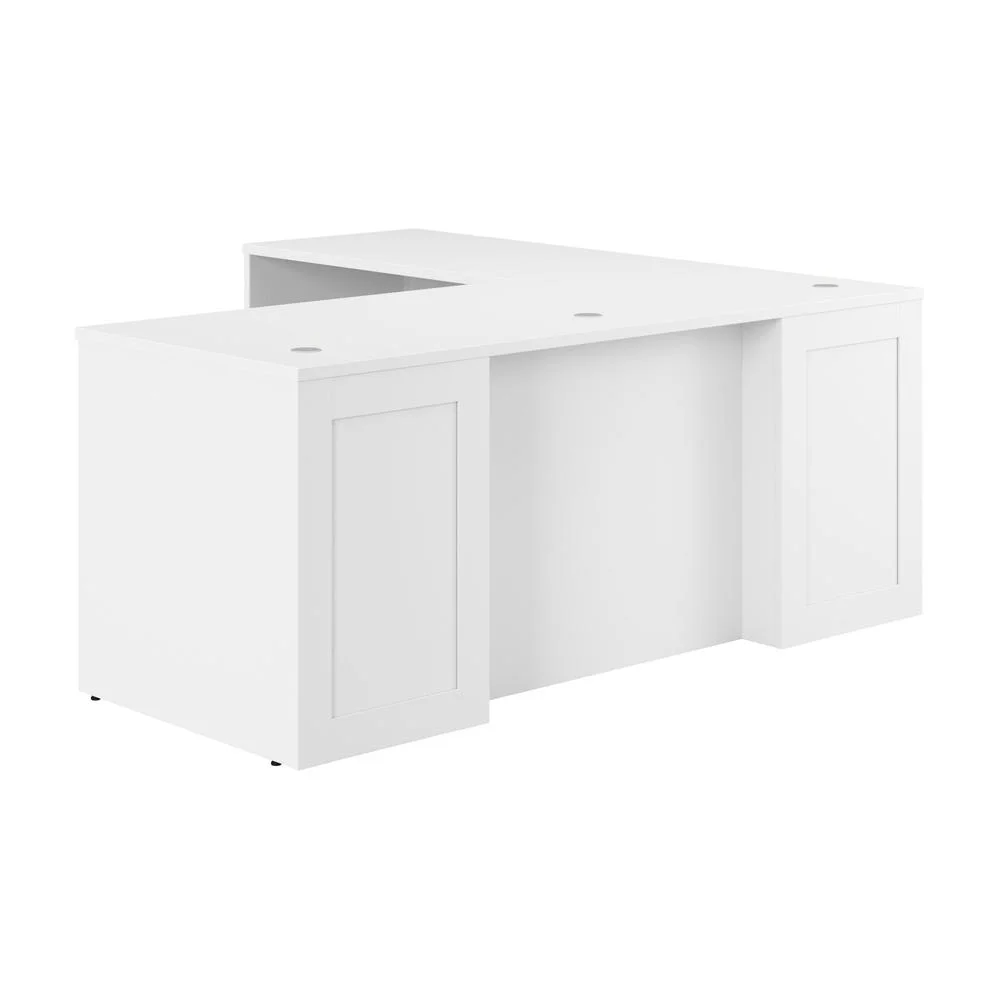 Hampton Heights 72W x 30D Executive L-Shaped Desk in White - Engineered Wood