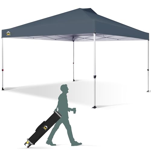 CROWN SHADES 10x10 Pop Up Canopy - Beach Tent with One Push Setup - Easy Outdoor Sun Shade for Events, Parties, Camping - Gazebo with STO-N-Go Cover Bag, Silver Coated Top, White