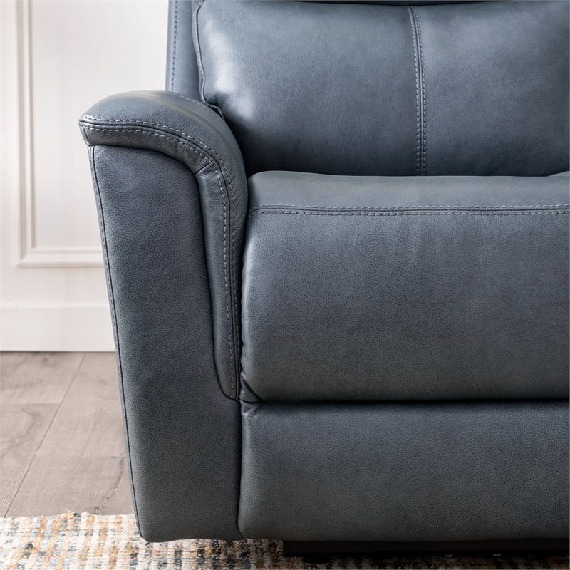 Drake Power Motion Sofa & Power Head Rest In Blue Grey Leather