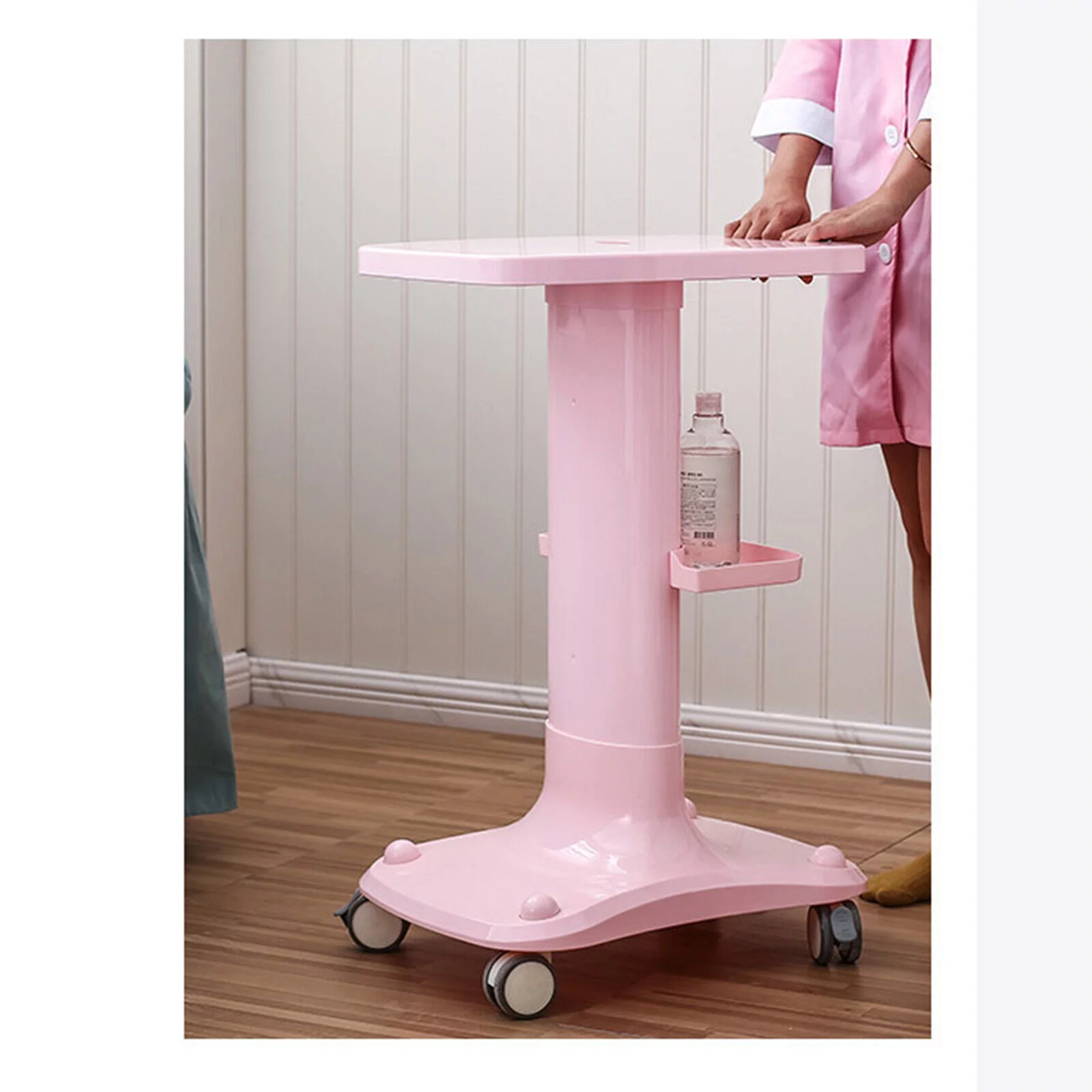 CNCEST Pink Beauty Salon Machine Stand Rolling Cart Beauty SPA Apparatus Trolley Holder ABS