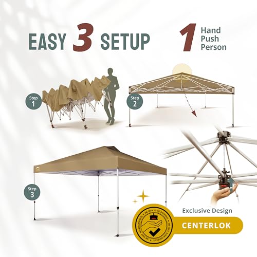 CROWN SHADES 10x10 Pop Up Canopy - Beach Tent with One Push Setup - Easy Outdoor Sun Shade for Events, Parties, Camping - Gazebo with STO-N-Go Cover Bag, Silver Coated Top, White