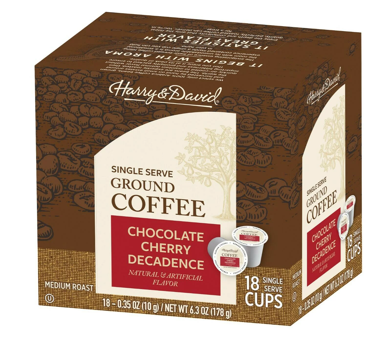 Harry & David Coffee Combo, Dark Roast-Chocolate Cherry Decadence 2/18 ct boxes