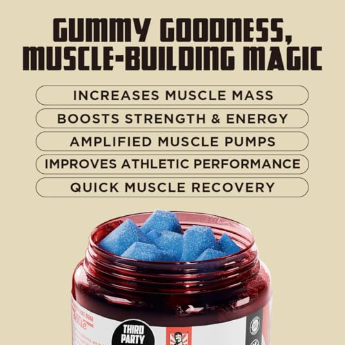 Old School Labs 5000mg Creatine Monohydrate Gummies, Optimized for Men and Women, Supports Lean Muscles & Recovery, Energy & Stamina - Real Creatine and Third Party Tested, 30 Servings, 120 Ct