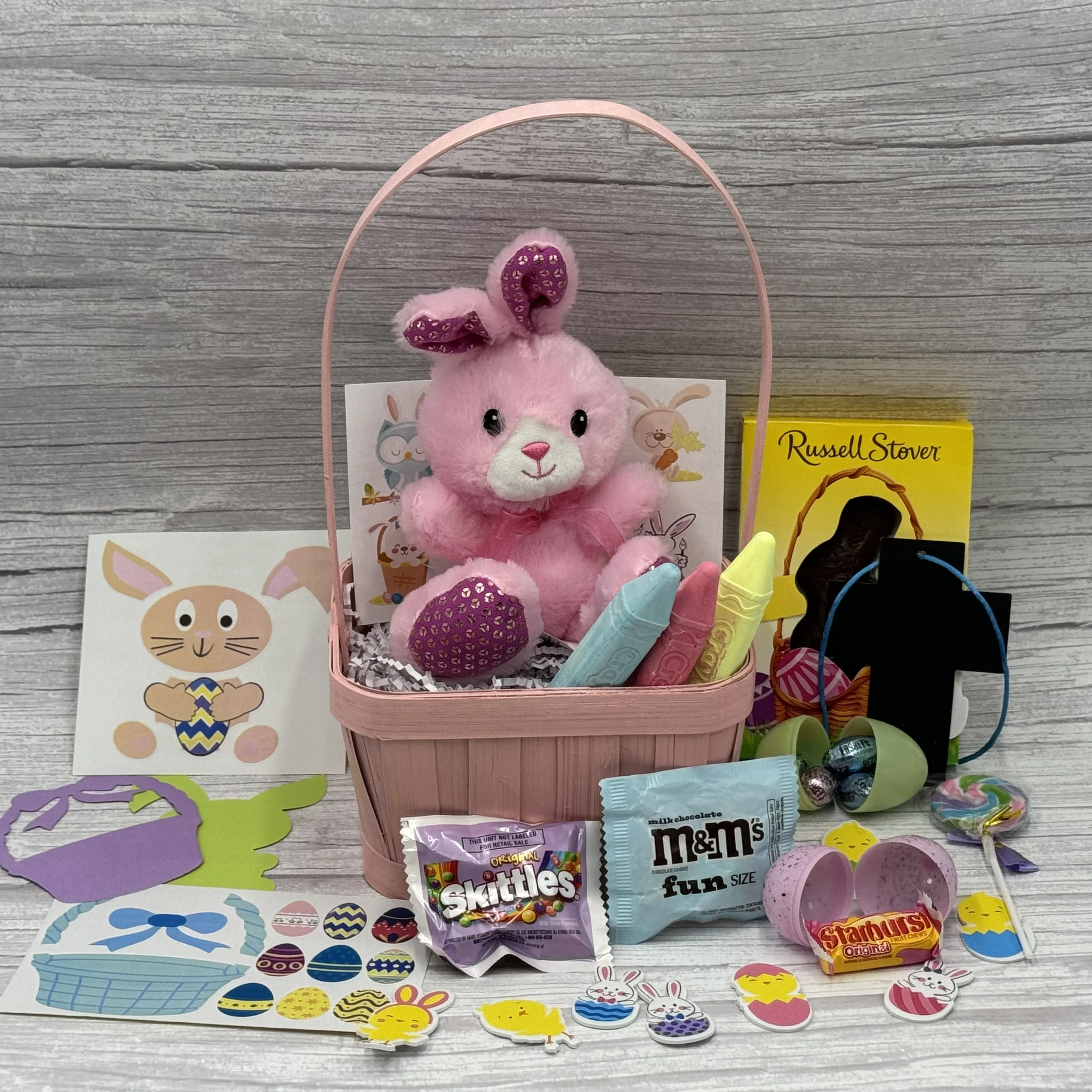 Bay and Birch Designs Prefilled Easter Basket for Kids, Personalized,  Candy, Crafts, Pink