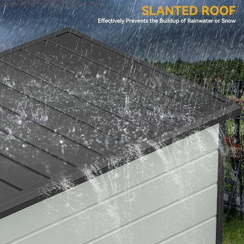 DWVO 6x4.4 FT Resin Storage Shed with Fence-Style and Side Windows, Lockable Door, and Vents for Garden, Backyard, Patio, Lawn, Brown