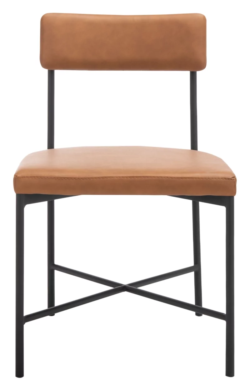 SAFAVIEH Archer Dining Chairs, Cognac/Black, Set of 2 (19.3 in. W x 22.5 in. D x 35 in. H)