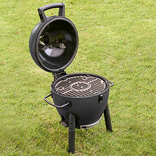 Char-Griller® AKORN® Jr. Portable Kamado Charcoal Grill and Smoker with Cast Iron Grates and Locking Lid with 155 Cooking Square Inches in Ash, Model E86714