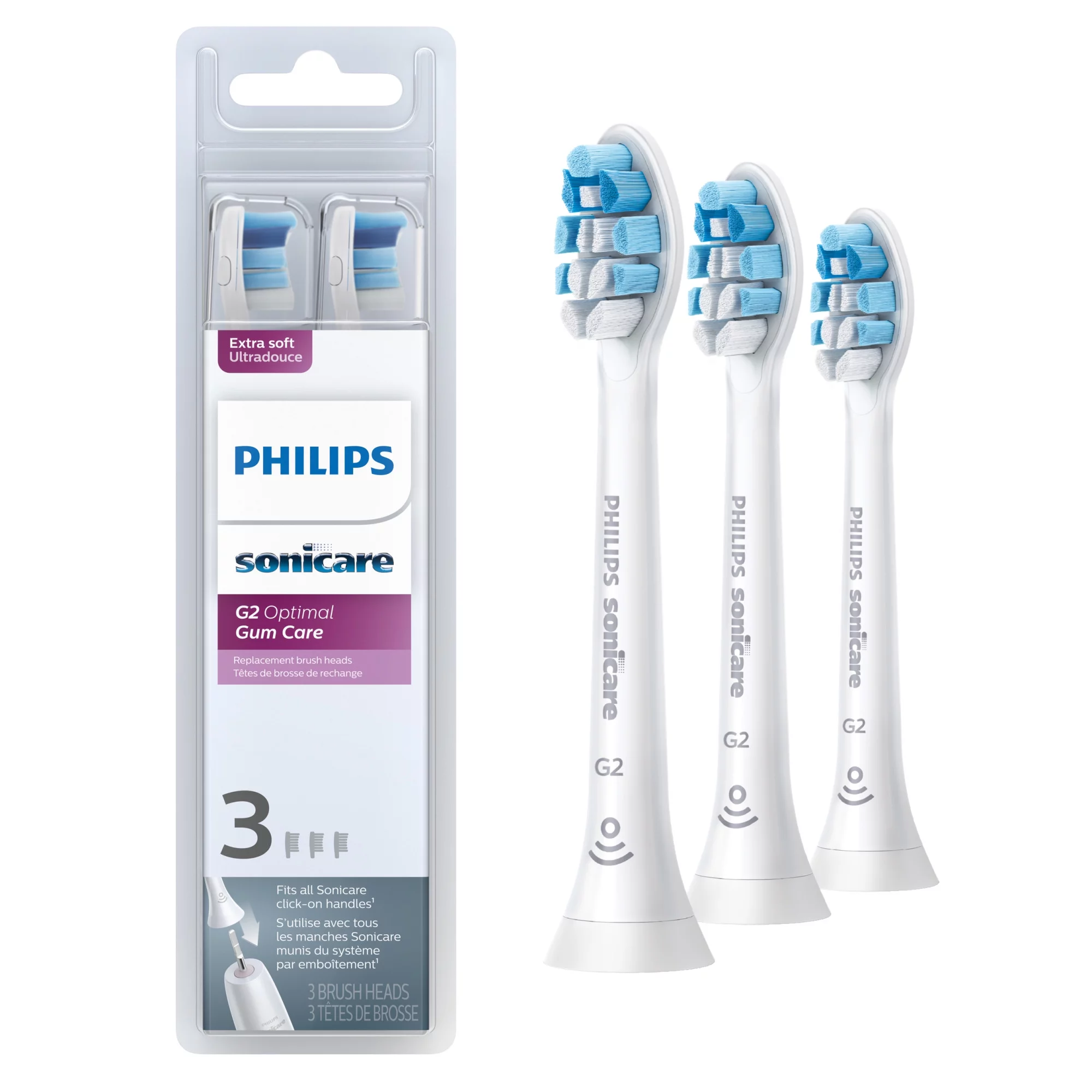 Philips Sonicare Optimal Gum Care Replacement Toothbrush Heads, HX9033/65, White 3-pk