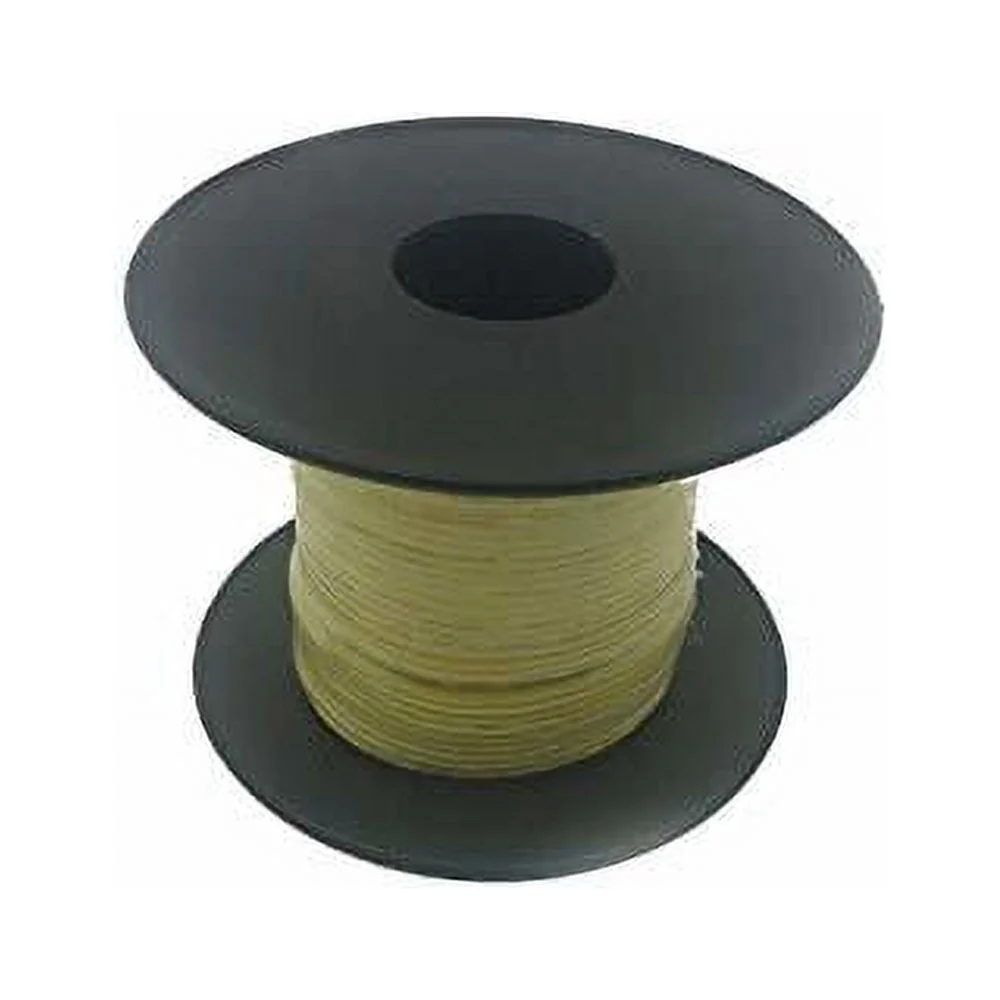 100Ft 22 AWG Solid Copper Wire - UL1007 Rated Hook-Up Primary Power Wiring For Breadboards, DIY Electronics, And Prototypes With Yellow PVC Insulation - Plastic Spool