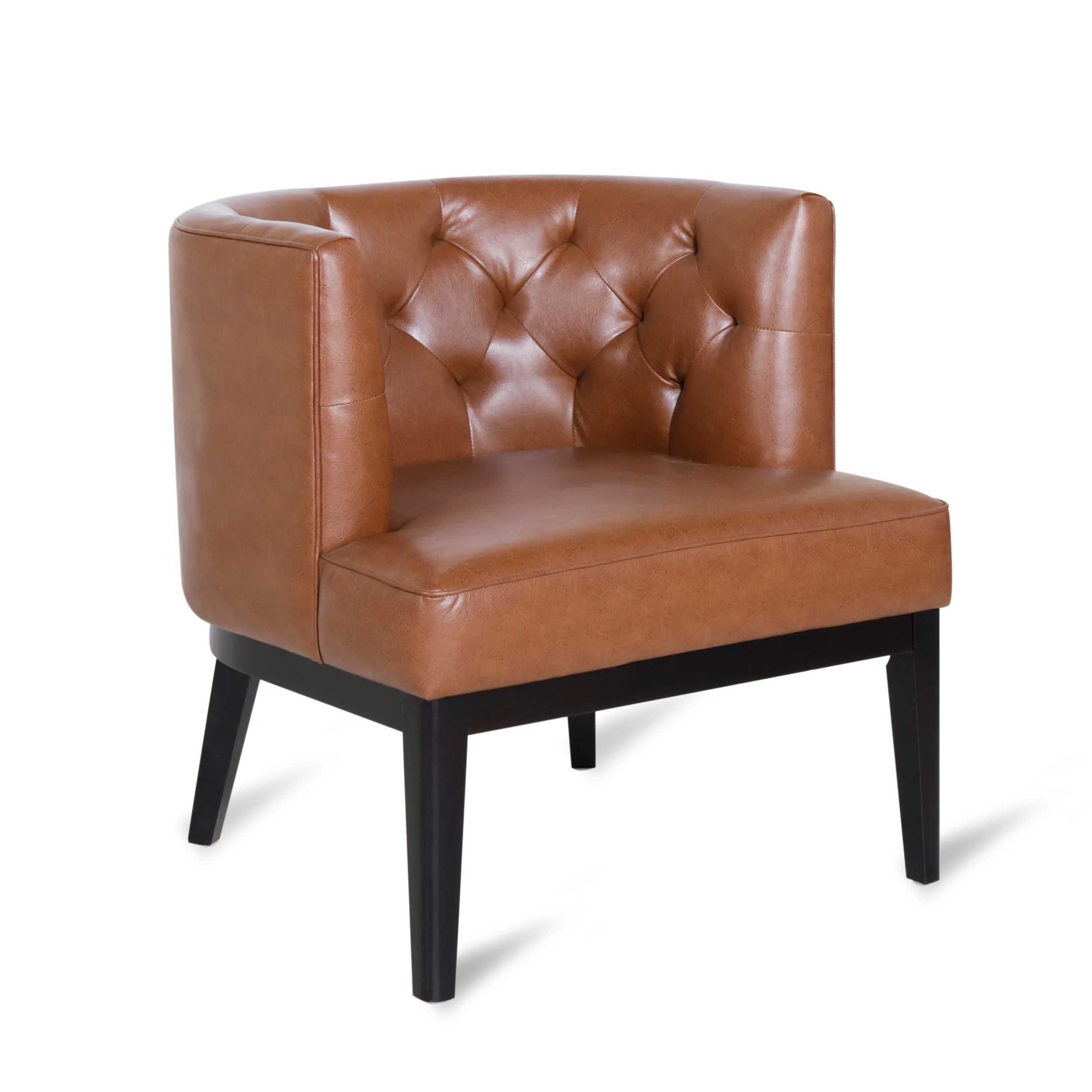 Noble House Suncook Faux Leather Tufted Club Chair, Cognac Brown and Dark Brown