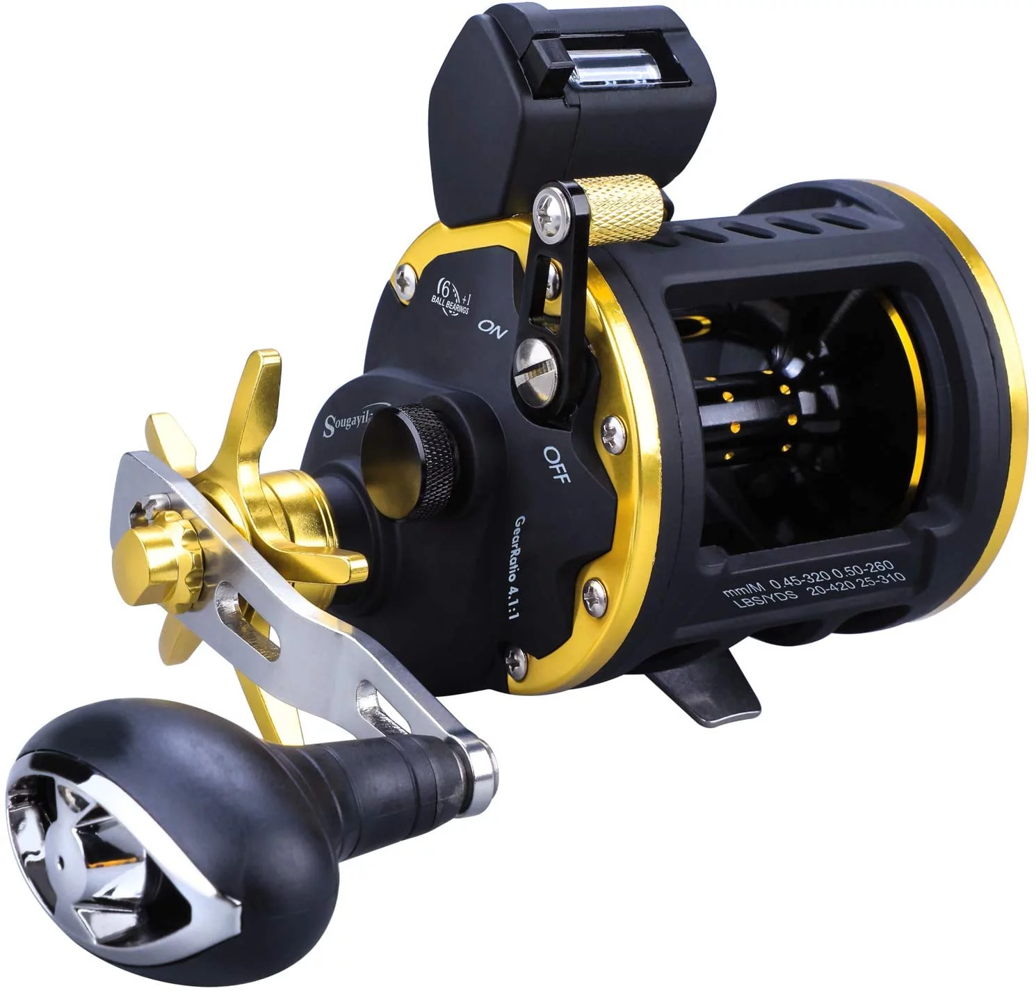 Sougayilang Line Counter Fishing Reel Conventional Level Wind Trolling Reel